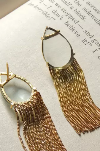 Western white transparent chain earring