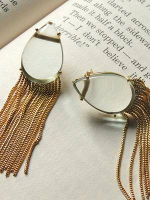 Western white transparent chain earring 3