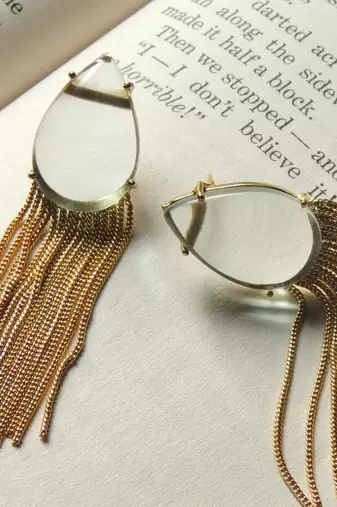 Western white transparent chain earring