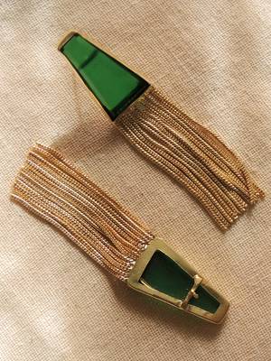 Western green transparent chain earring 2