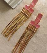 Stylish pink gold plated chain earring