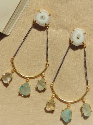 Dual plated western natural stone statement earring 1