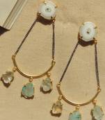 Dual plated western natural stone statement earring