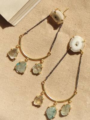 Dual plated western natural stone statement earring 2