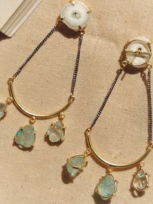Dual plated western natural stone statement earring 3