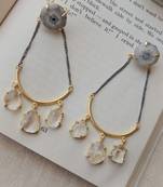 Dual plated western natural stone statement earring