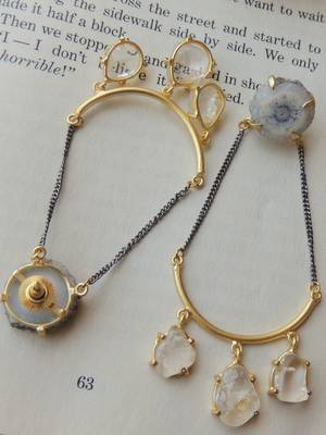Dual plated western natural stone statement earring 2