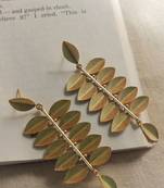 Gold leaf shape statement earring