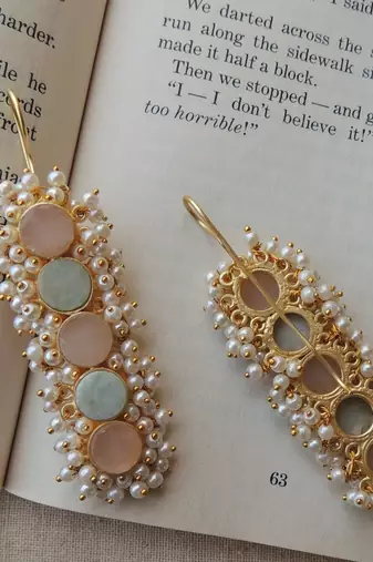 Indo-western pastel shades hook earring