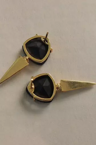 Classic black geometric statement studs