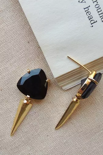 Classic black geometric statement studs