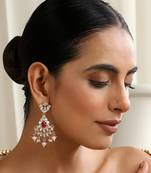 Red polki chandbali earrings