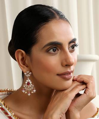 Red polki chandbali earrings 5