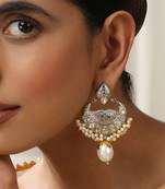 Silver polki chandbali earrings