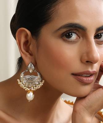 Silver polki chandbali earrings 2