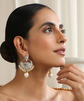 Silver polki chandbali earrings 4