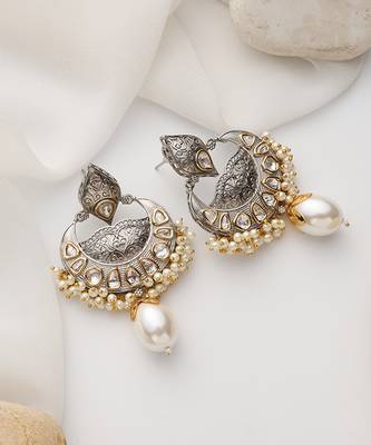 Silver polki chandbali earrings 5