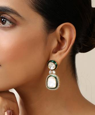 Green polki dangler earrings 1