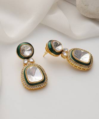 Green polki dangler earrings 2
