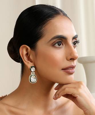 Green polki dangler earrings 3