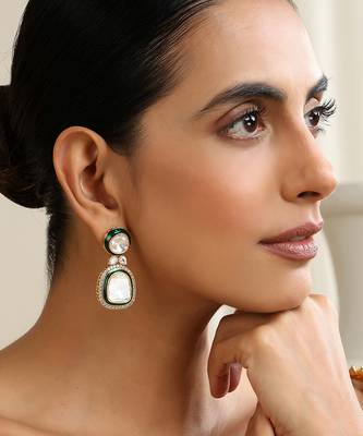 Green polki dangler earrings 4