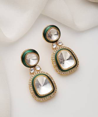 Green polki dangler earrings 5