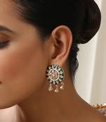 Green polki dangler earrings