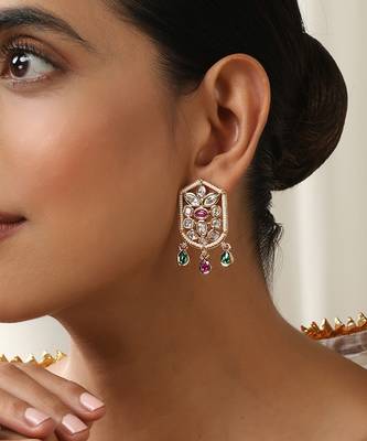 Multicolour polki stud earrings 1
