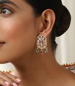 Multicolour polki stud earrings