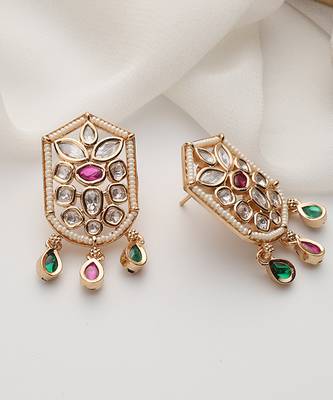 Multicolour polki stud earrings 3
