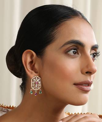 Multicolour polki stud earrings 4