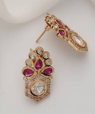 Red polki stud earrings 2