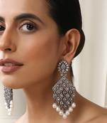 Silver zirconia dangler earrings