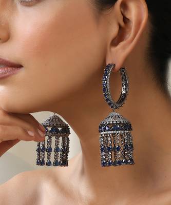 Blue zirconia jhumka earrings 1
