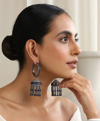 Blue zirconia jhumka earrings 2
