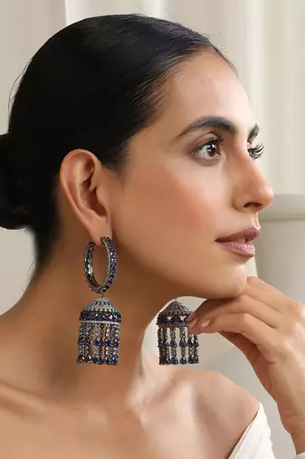 Blue zirconia jhumka earrings