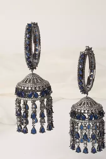 Blue zirconia jhumka earrings