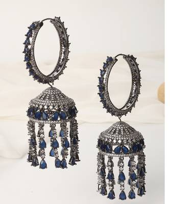 Blue zirconia jhumka earrings 4