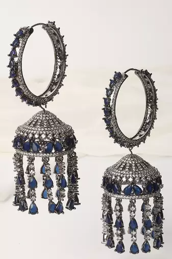 Blue zirconia jhumka earrings