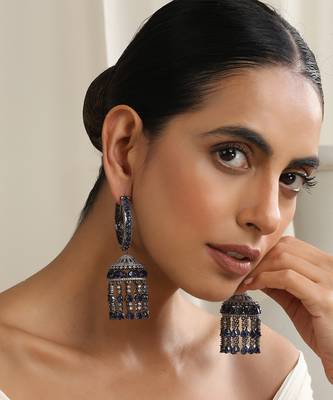 Blue zirconia jhumka earrings 5
