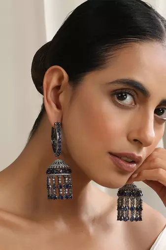 Blue zirconia jhumka earrings