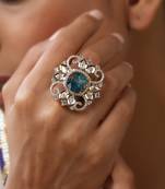 Blue zirconia and polki ring