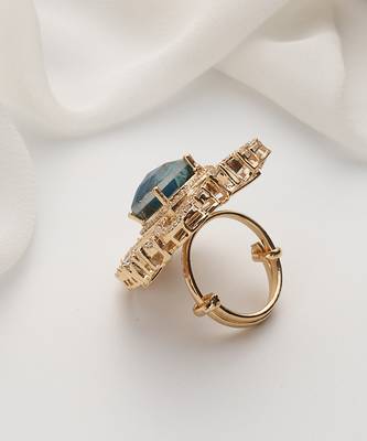 Blue zirconia and polki ring 2