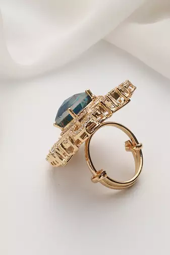 Blue zirconia and polki ring