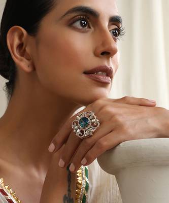 Blue zirconia and polki ring 3