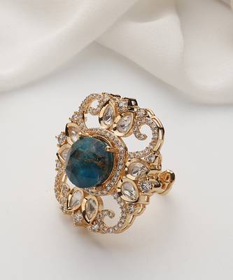 Blue zirconia and polki ring 5