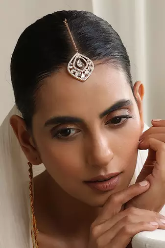 Rose gold polki maang tikka