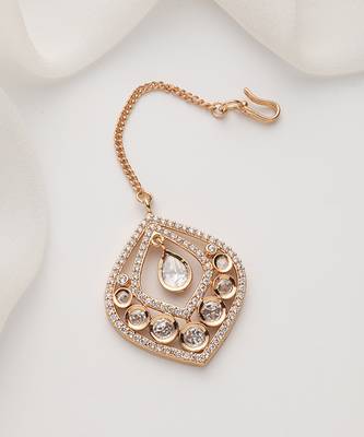 Rose gold polki maang tikka 5