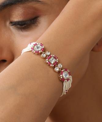 Red rose gold polki bracelet 1