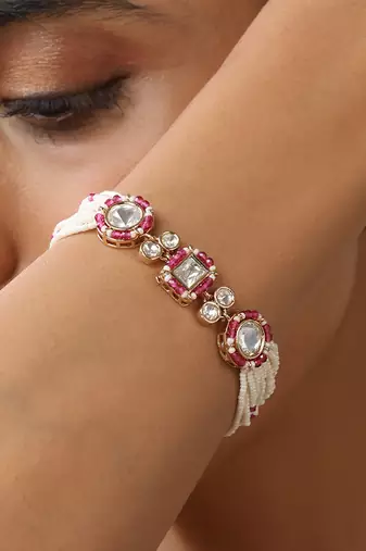 Red rose gold polki bracelet